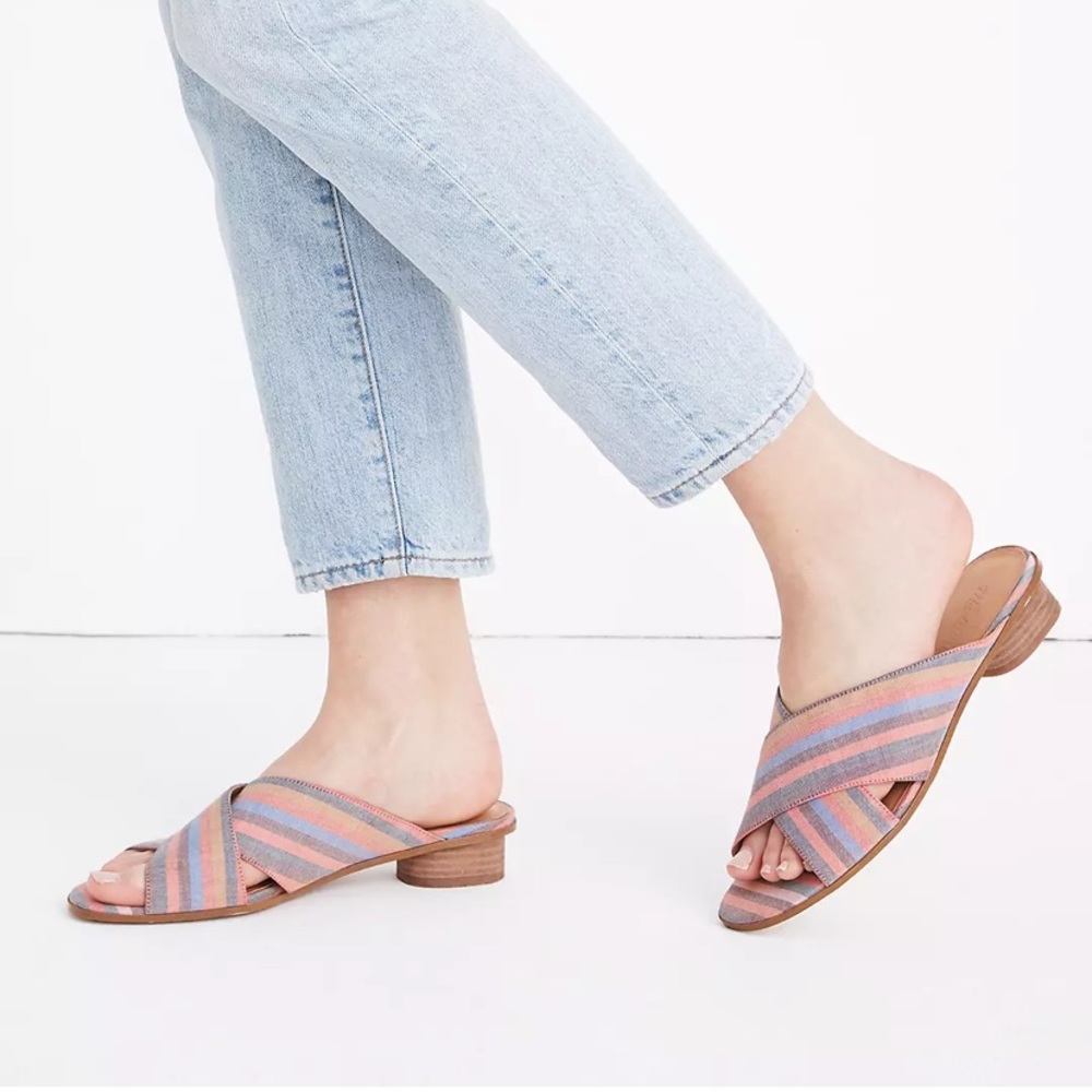 Madewell Crisscross Sandals in Stripe